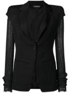 Ann Demeulemeester Contrast Sleeve Fitted Jacket - Black