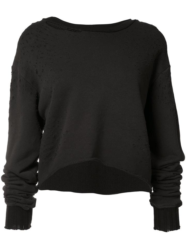 Amiri - Distressed Crop Top - Women - Cotton - S, Black, Cotton
