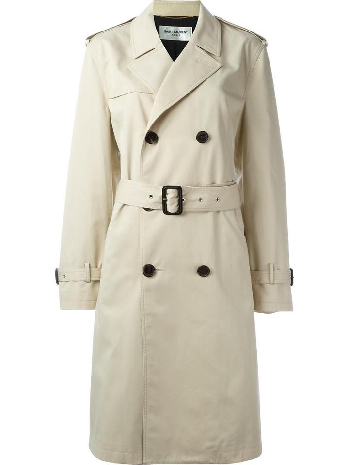 Saint Laurent Classic Trench Coat, Women's, Size: 38, Nude/neutrals, Polyester/cotton/acetate/cupro