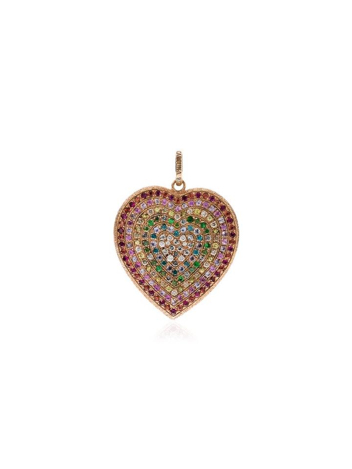 Carolina Bucci Rainbow Pavé Heart Pendant - Gold