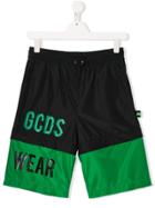 Gcds Kids Two-tone Logo Shorts - Black