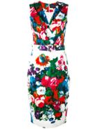 Samantha Sung - Belted Floral Pencil Dress - Women - Cotton/spandex/elastane - S, Black, Cotton/spandex/elastane