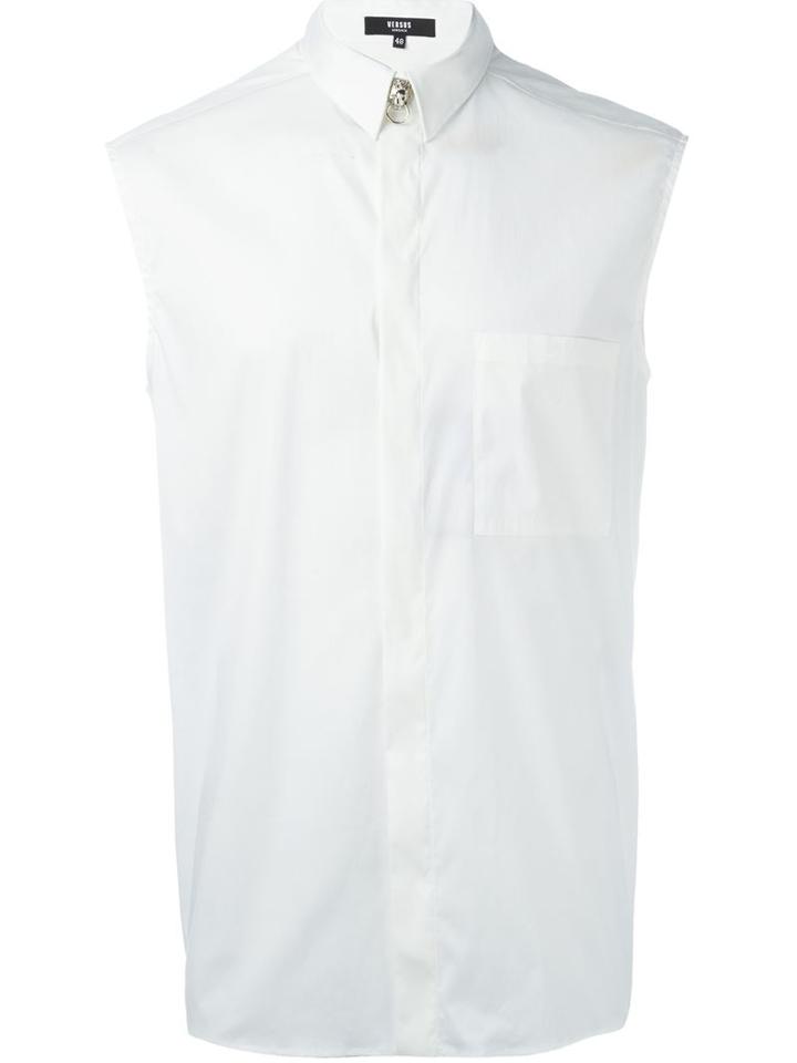 Versus Sleeveless Shirt, Men's, Size: 52, White, Cotton/polyamide/spandex/elastane