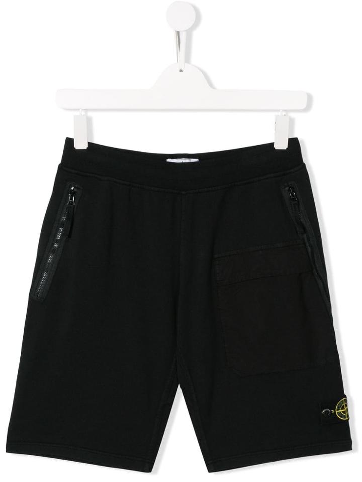 Stone Island Junior Patch Pocket Shorts - Black