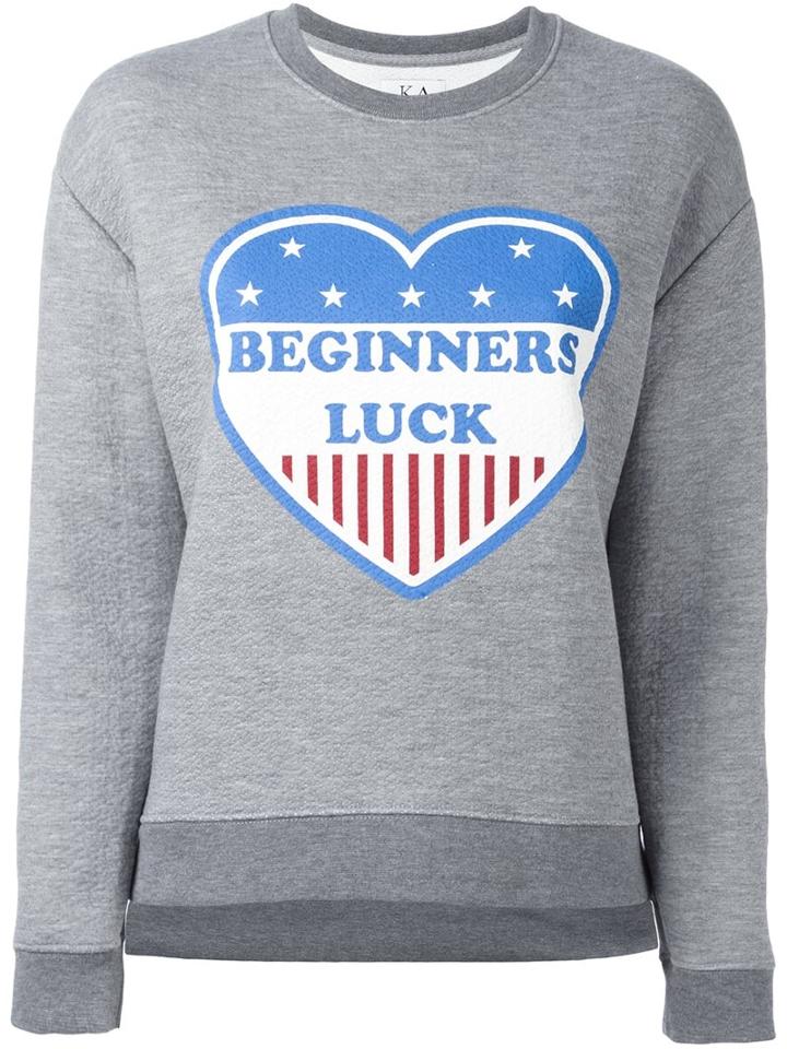Zoe Karssen 'beginners Luck' Print Sweatshirt, Women's, Size: Medium, Grey, Polyester/tencel/cotton