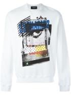 Dsquared2 Graffiti Eye Logo Sweatshirt, Men's, Size: Xl, White, Cotton