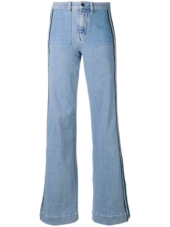 Victoria Victoria Beckham - Side Stripe Flared Jeans - Women - Cotton/spandex/elastane - 28, Blue, Cotton/spandex/elastane
