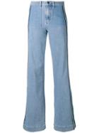 Victoria Victoria Beckham - Side Stripe Flared Jeans - Women - Cotton/spandex/elastane - 28, Blue, Cotton/spandex/elastane
