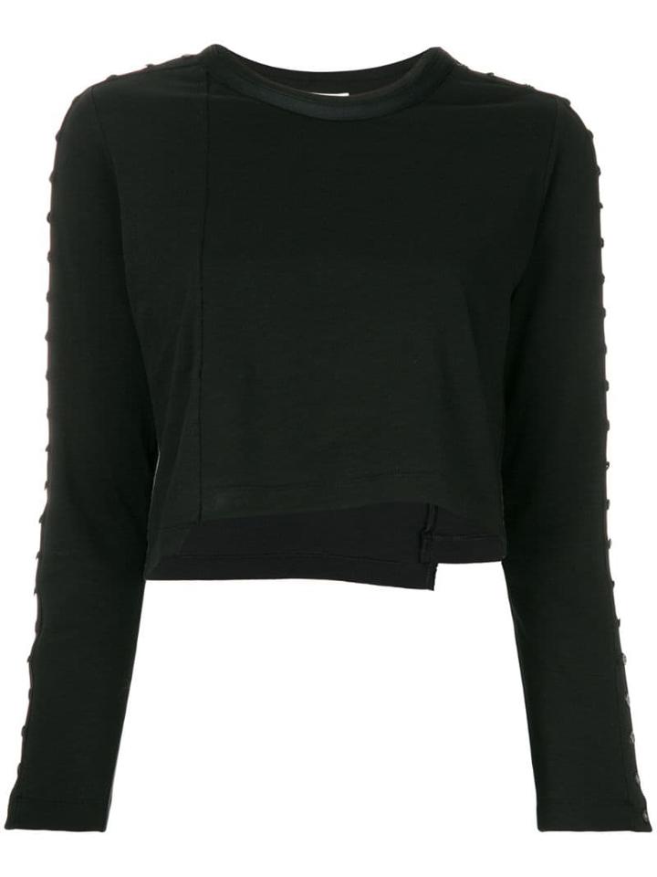 3.1 Phillip Lim Cropped Long Sleeve T-shirt - Black
