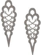 Colette 18kt White Gold Diamond Drop Stud Earrings - Silver