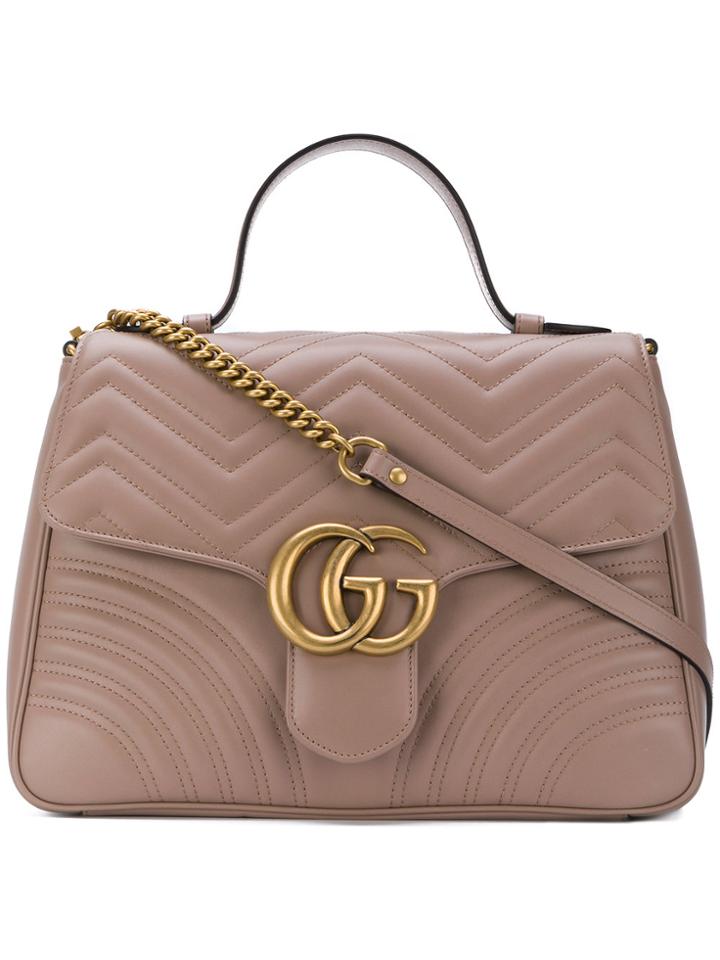 Gucci Gg Marmont Medium Top Handle Bag - Brown