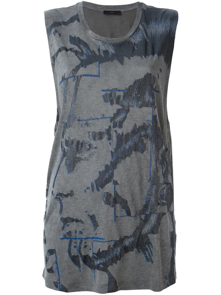Diesel 't-triton-q' Tank Top, Women's, Size: Large, Grey, Viscose