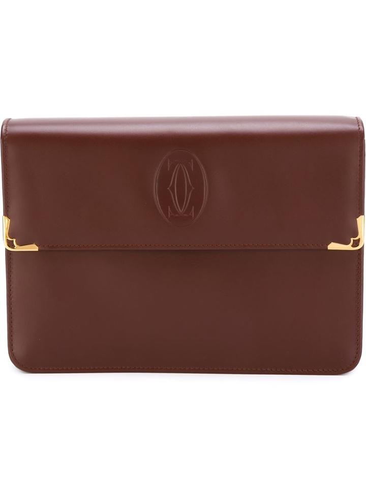Cartier Vintage Embossed Logo Clutch, Adult Unisex, Red