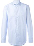 Canali Textured Button Down Shirt, Men's, Size: 44, Blue, Cotton