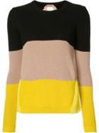 No21 Stripe Silk-blend Insert Sweater, Women's, Size: 38, Black, Cotton/silk