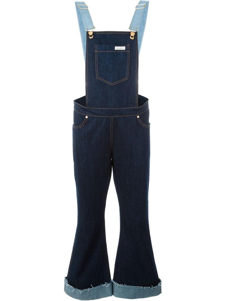 Natasha Zinko Flared Dungarees, Women's, Size: 36, Blue, Cotton
