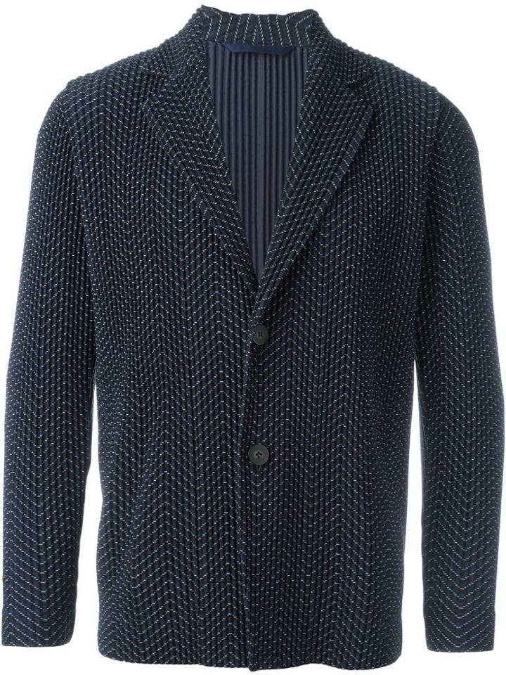 Homme Plissé Issey Miyake Zig-zag Textured Blazer - Blue