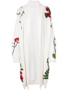 Oscar De La Renta Floral Oversized Knitted Coat - White