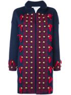 Oscar De La Renta Stud And Tassel Detail Coat - Blue