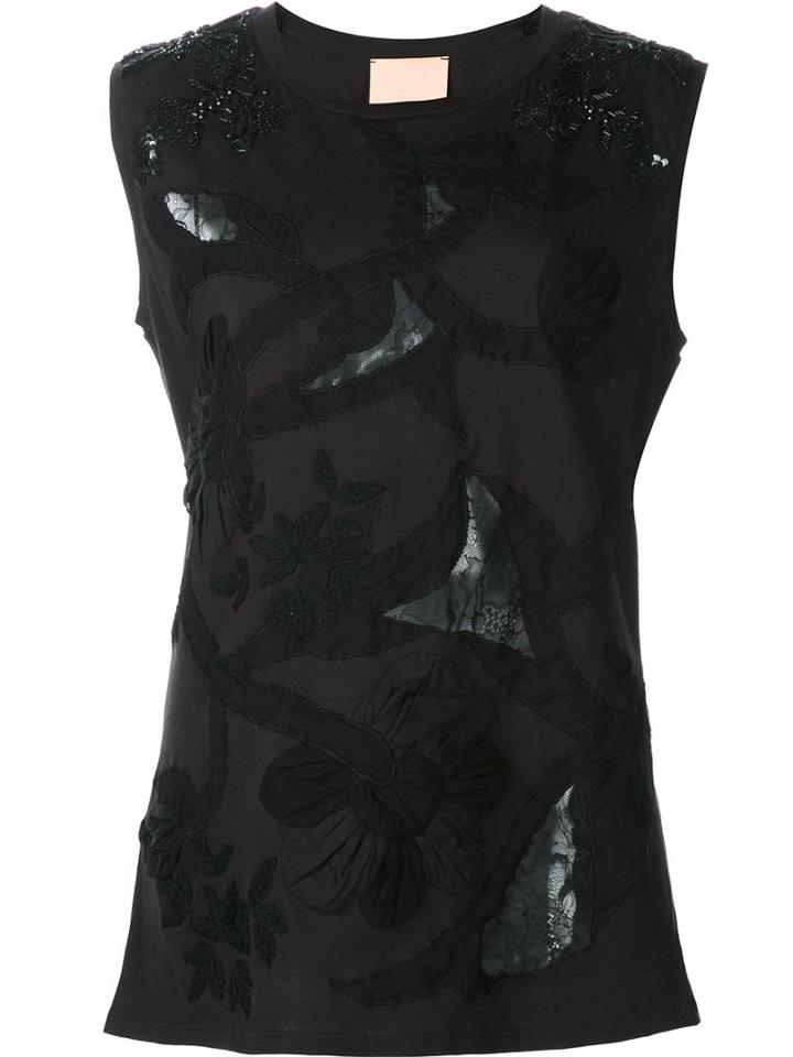 Loyd/ford Open Panel Lace Tank Top, Women's, Size: 8, Black, Cotton