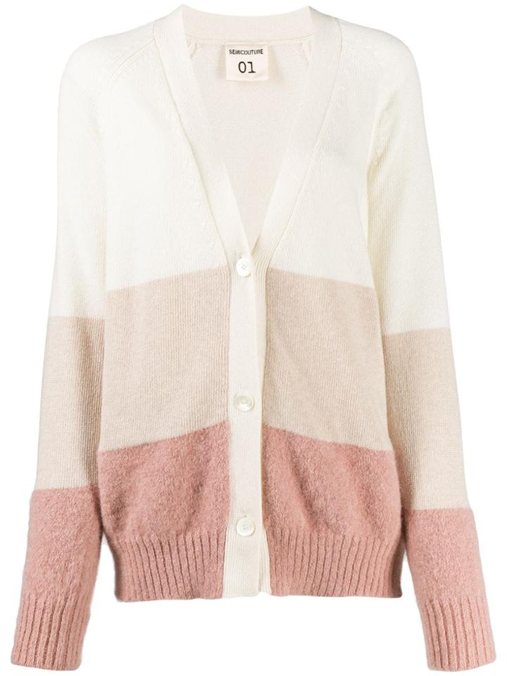 Semicouture Loose-fit Panelled Cardigan - Neutrals