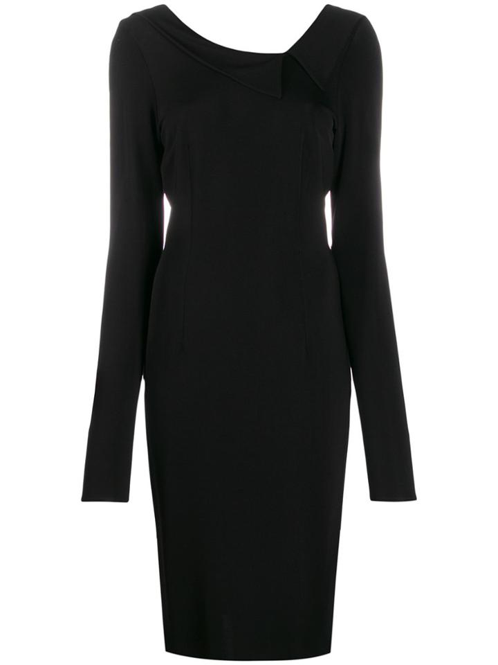 Styland Long-sleeve Midi Dress - Black