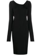Styland Long-sleeve Midi Dress - Black