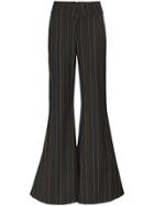 Staud Rainbow Striped Wide Flare Trousers - Black