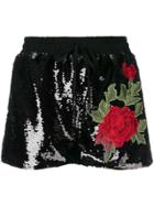 Philipp Plein Sequin Rose Patch Shorts - Black