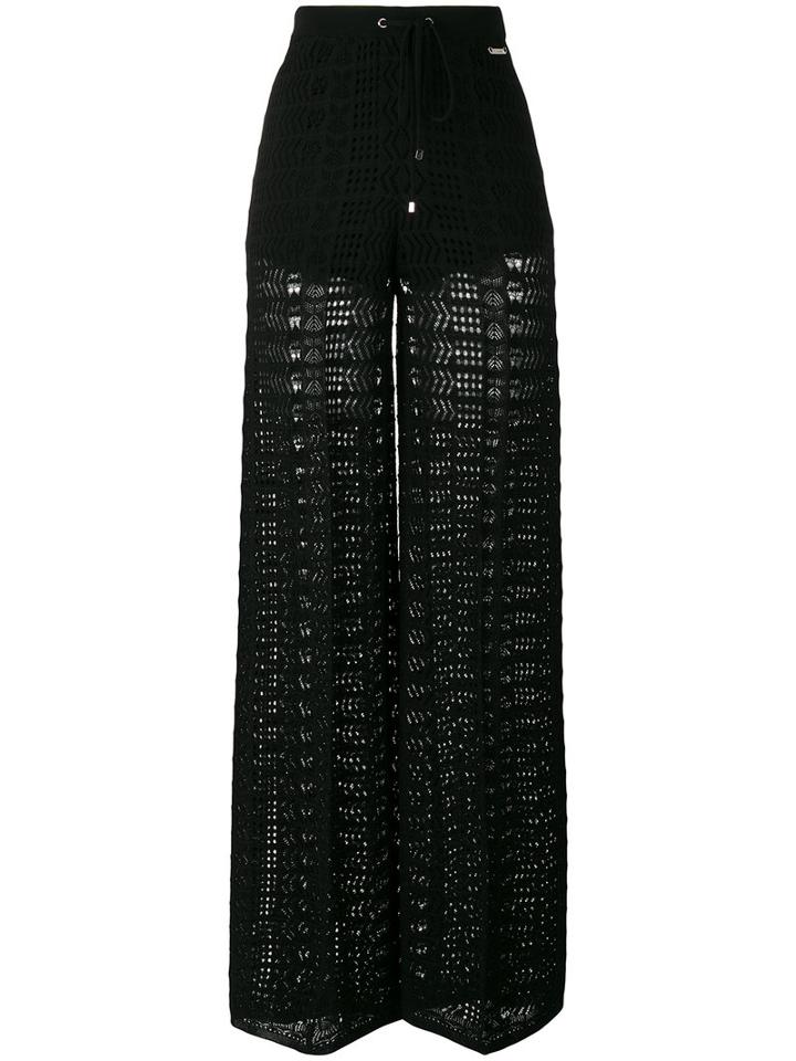 Twin-set Sheer Straight Trousers, Women's, Size: Xl, Black, Viscose/polyamide