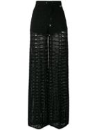 Twin-set Sheer Straight Trousers, Women's, Size: Xl, Black, Viscose/polyamide