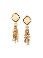 Chanel Vintage Logo Fringe Earrings
