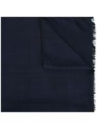 Fashion Clinic Checked Frayed Edge Scarf, Men's, Blue, Silk/wool