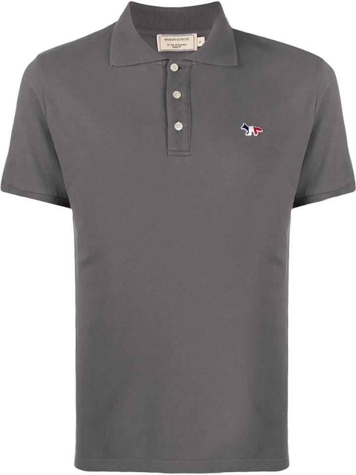 Maison Kitsuné Tricolour Fox Polo Shirt - Grey