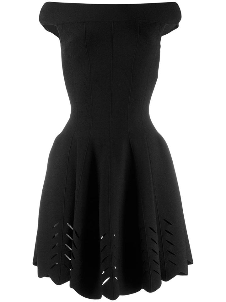 Alexander Mcqueen Off The Shoulder Flared Dress - Black
