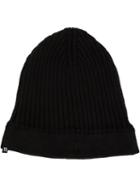 11 By Boris Bidjan Saberi Logo Embroidered Ribbed Beanie, Adult Unisex, Black, Cotton