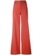 Theory - Flared Trousers - Women - Linen/flax/spandex/elastane/viscose - 8, Red, Linen/flax/spandex/elastane/viscose