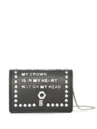 Burberry Embellished Leather Card Case With Detachable Strap - Black