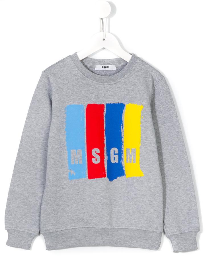 Msgm Kids Logo Print Sweatshirt, Boy's, Size: 6 Yrs, Grey