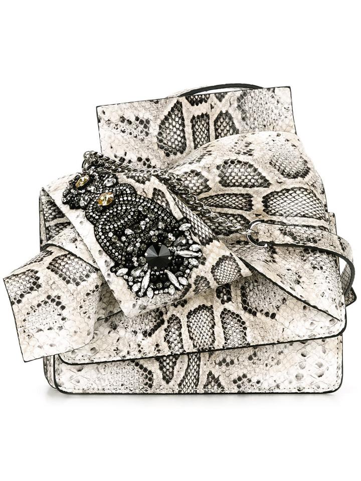 No21 Knotted Snakeskin Effect Bag, Women's, Nude/neutrals, Leather/metal (other)/glass