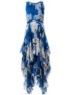 Alice+olivia Ruffle Maxi Dress, Women's, Size: 8, Blue, Silk/spandex/elastane