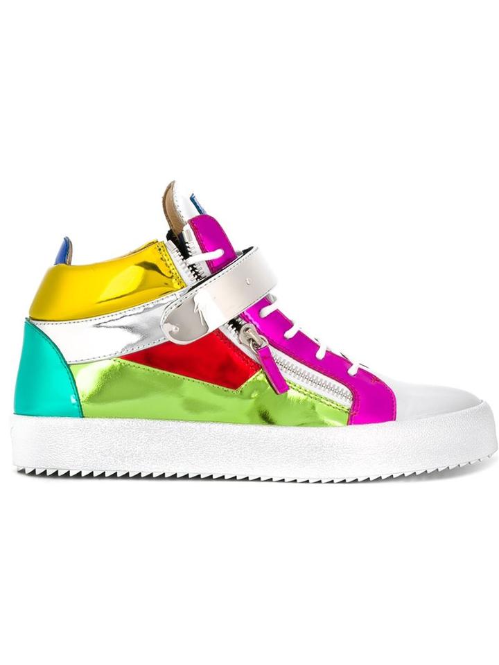 Giuseppe Zanotti Design Hi-top Ankle Strap Sneakers, Men's, Size: 41, Patent Leather/leather/rubber