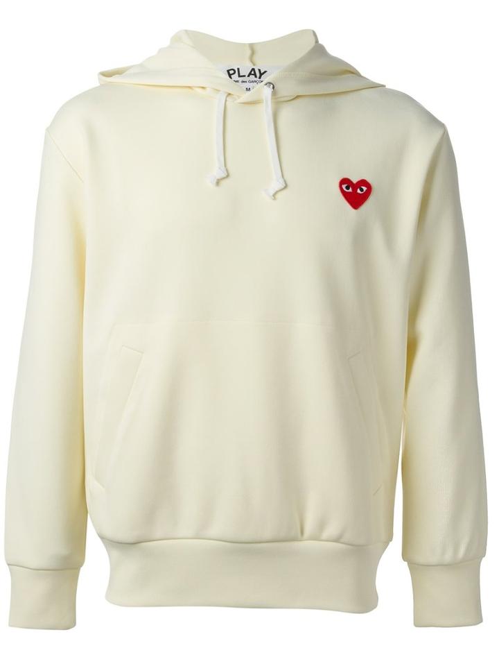 Comme Des Garçons Play Embroidered Logo Hoodie, Men's, Size: Medium, Nude/neutrals, Polyester
