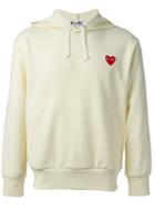 Comme Des Garçons Play Embroidered Logo Hoodie, Men's, Size: Medium, Nude/neutrals, Polyester