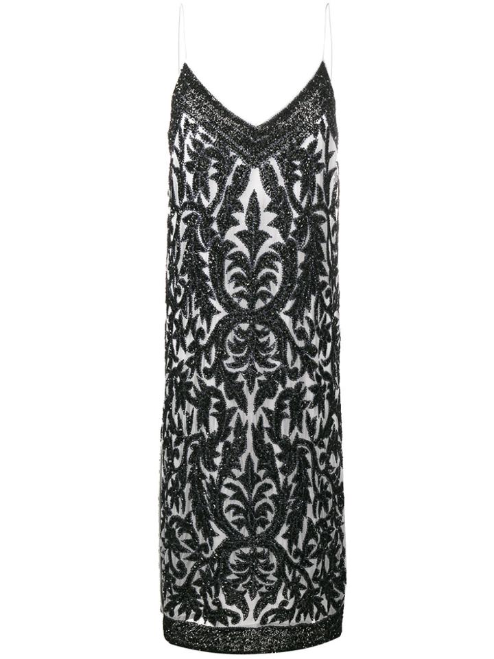 Ganni Beaded Leaf Slip Dress - Blue