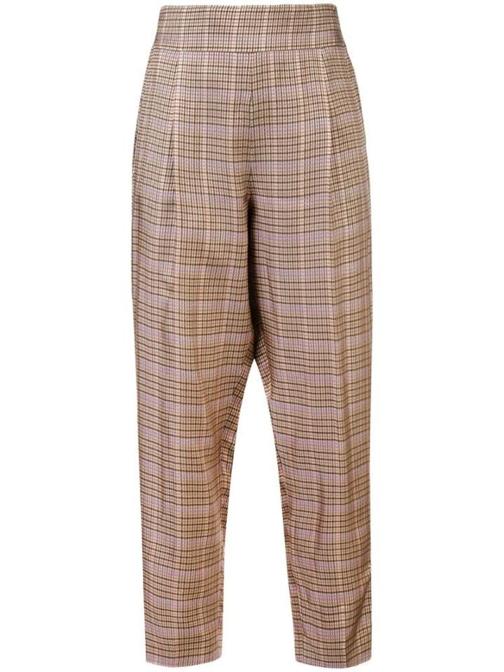 Nº21 Checked Cropped Trousers - Brown