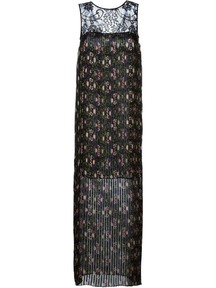 P.a.r.o.s.h. Pleated Floral Print Lace Dress