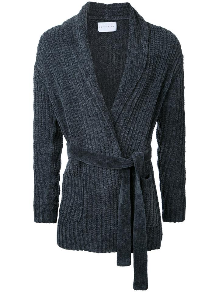 Estnation - Shawl Lapel Cardigan - Men - Cotton/polyester - M, Grey, Cotton/polyester