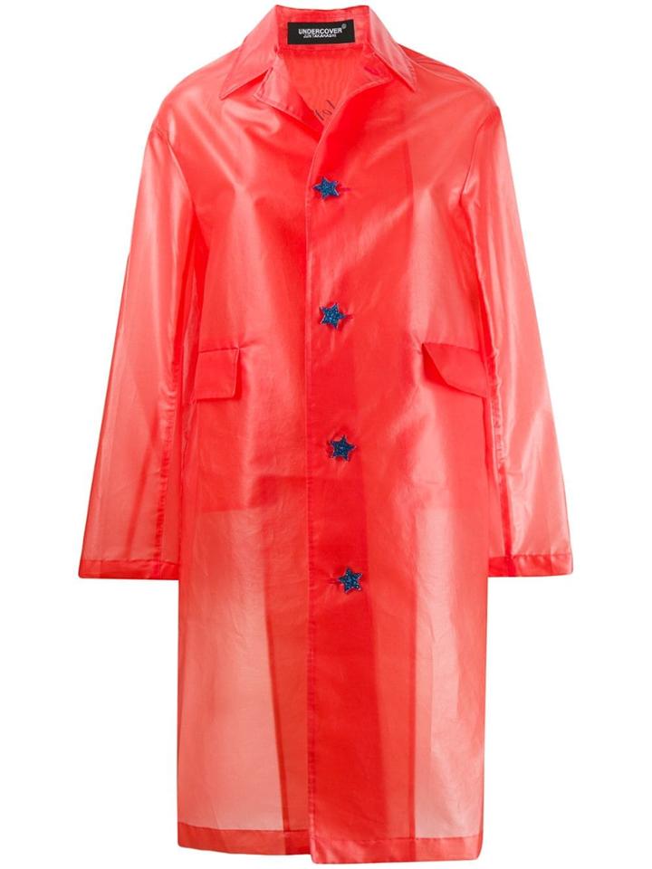 Undercover Star Button Raincoat - Red