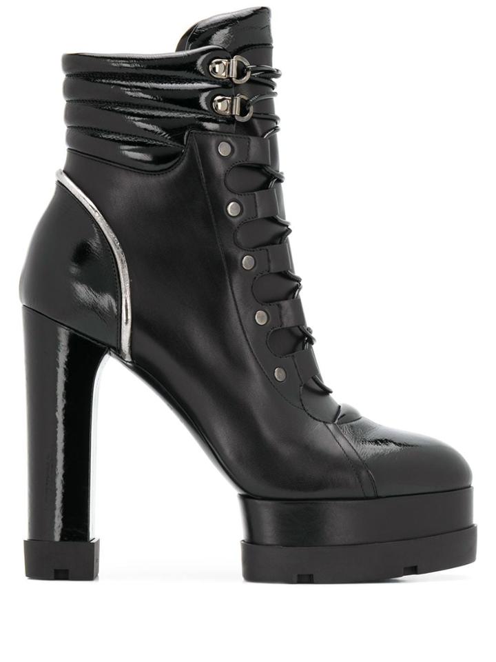 Casadei Silver-tone Detail Boots - Black